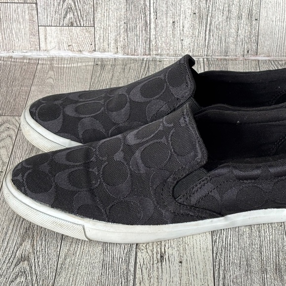 COACH Alegra Womens Size 8.5 Monogram Logo Black White Slip On Shoes Sneakers - Picture 4 of 13